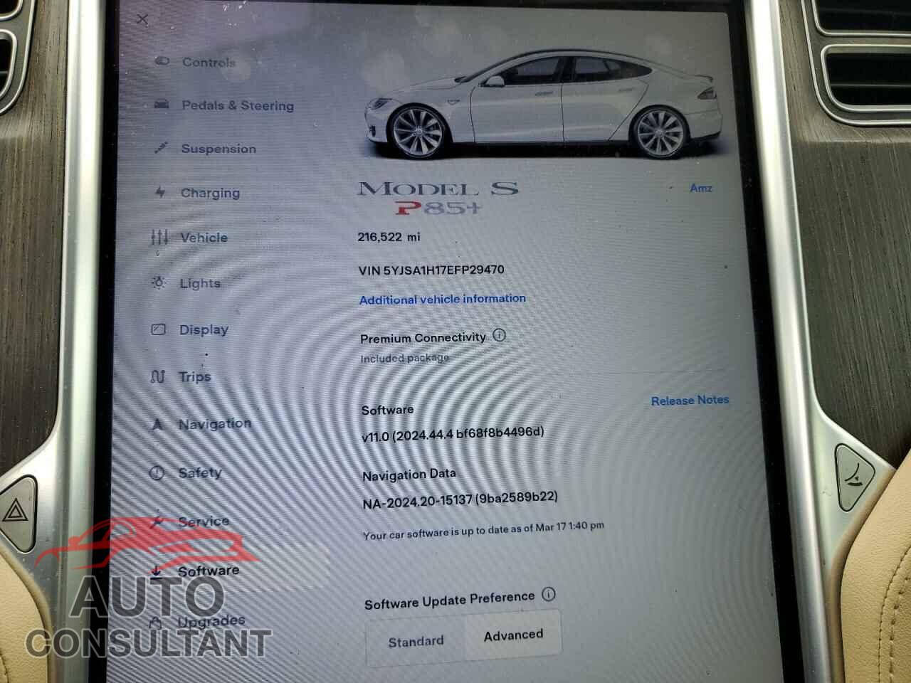 TESLA MODEL S 2014 - 5YJSA1H17EFP29470