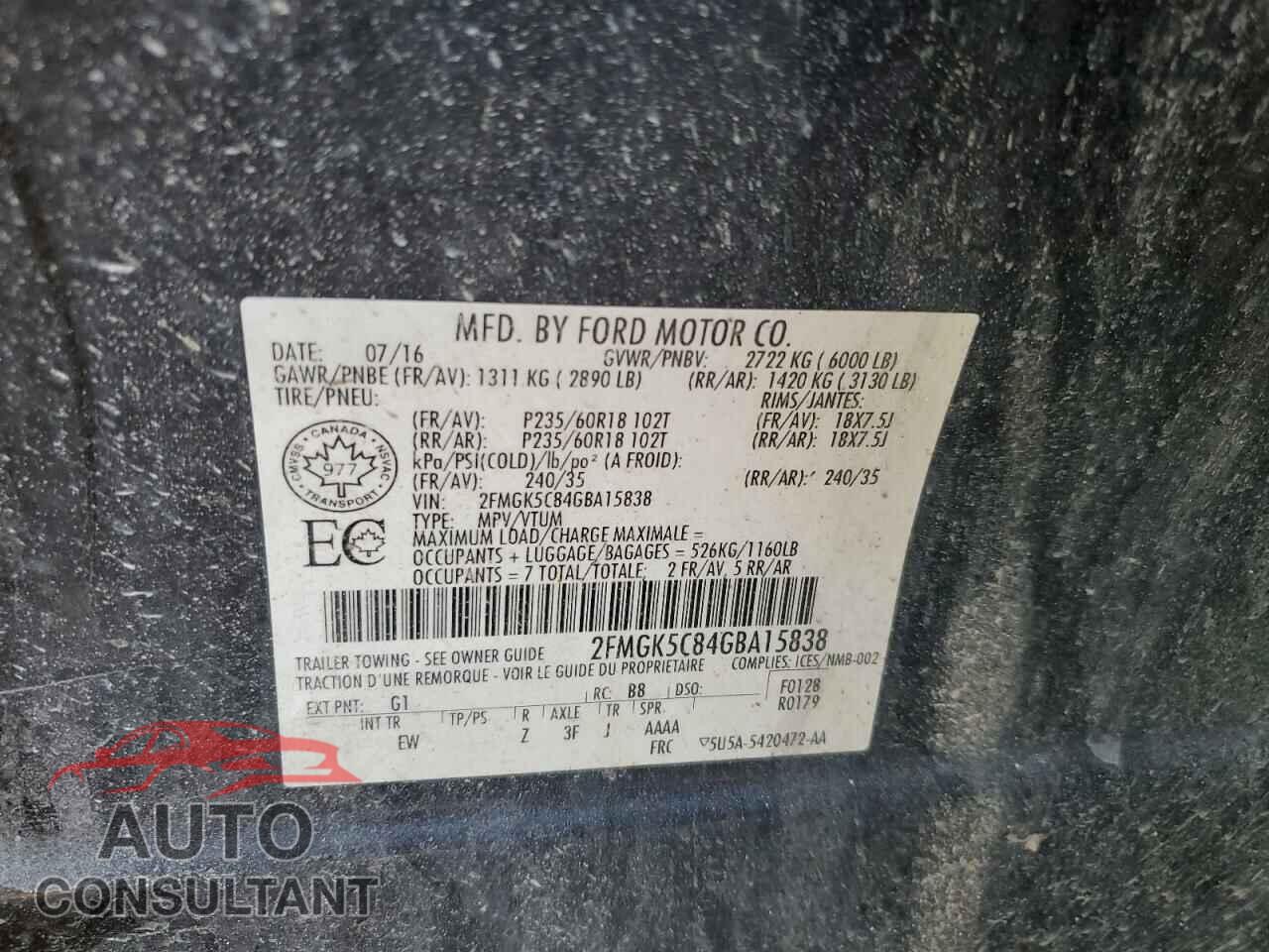 FORD FLEX 2016 - 2FMGK5C84GBA15838
