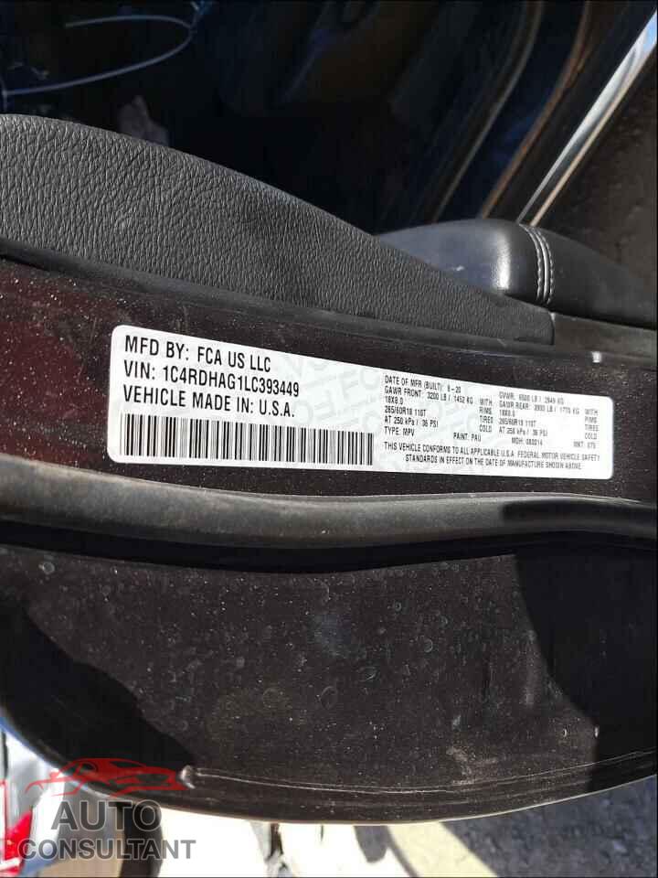 DODGE DURANGO 2020 - 1C4RDHAG1LC393449