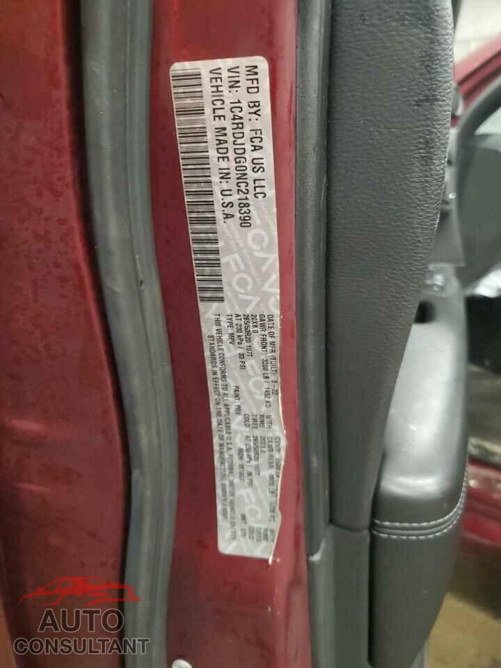 DODGE DURANGO 2022 - 1C4RDJDG0NC218390
