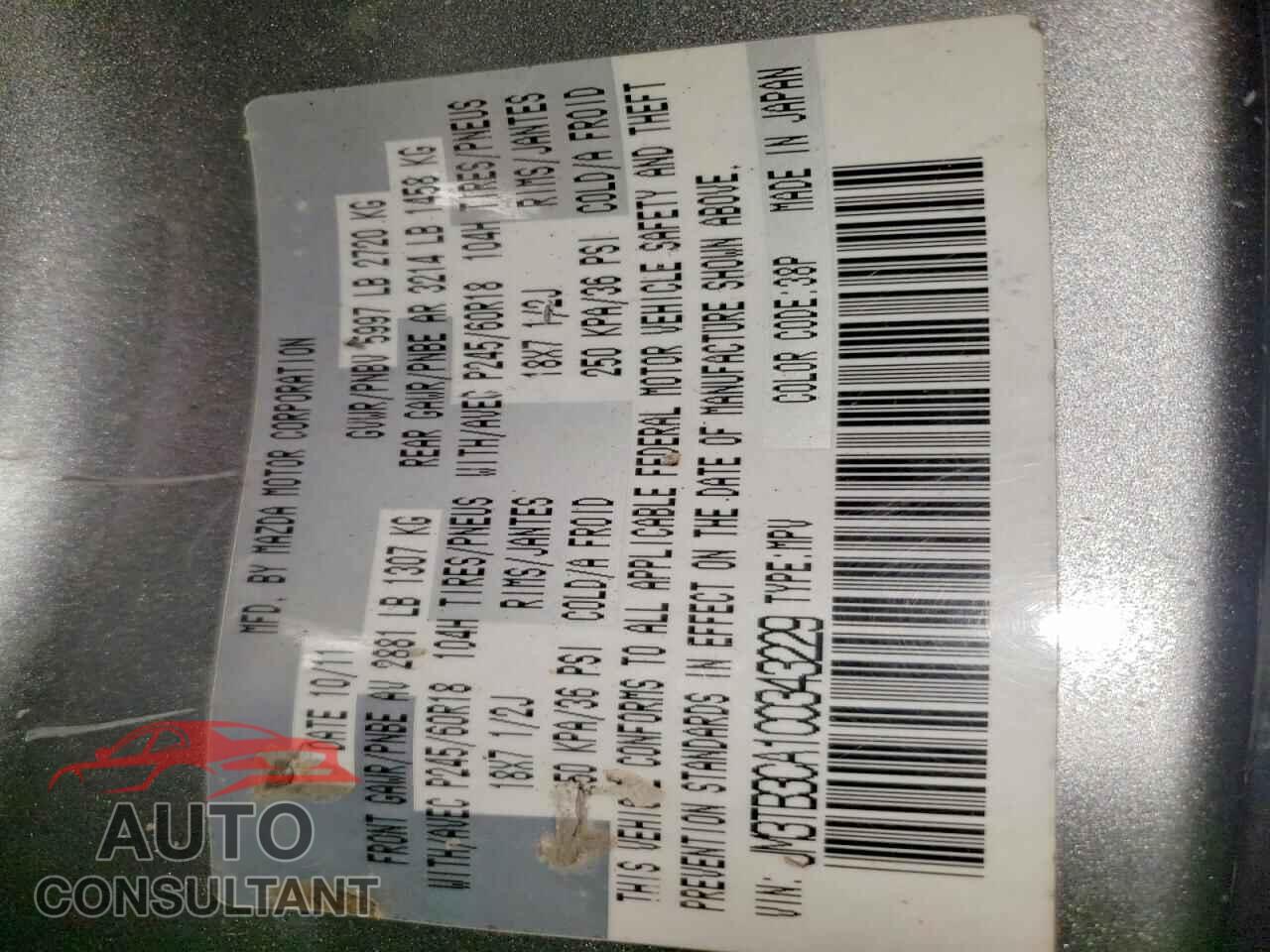MAZDA CX-9 2012 - JM3TB3CA1C0343229