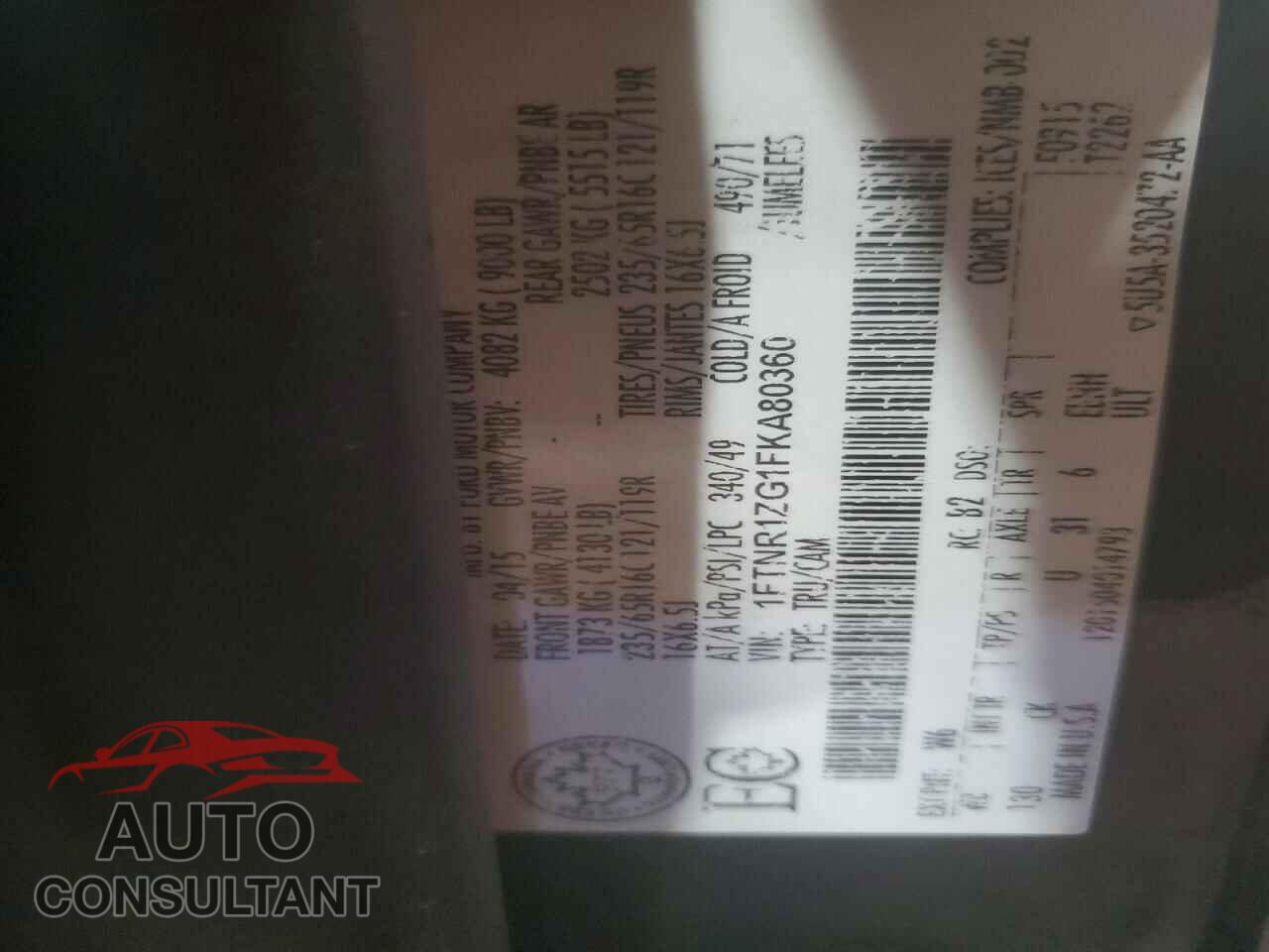 FORD TRANSIT 2015 - 1FTNR1ZG1FKA80360