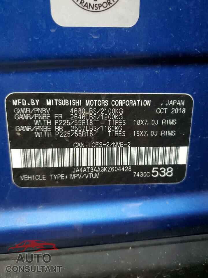 MITSUBISHI ECLIPSE 2019 - JA4AT3AA3KZ604428