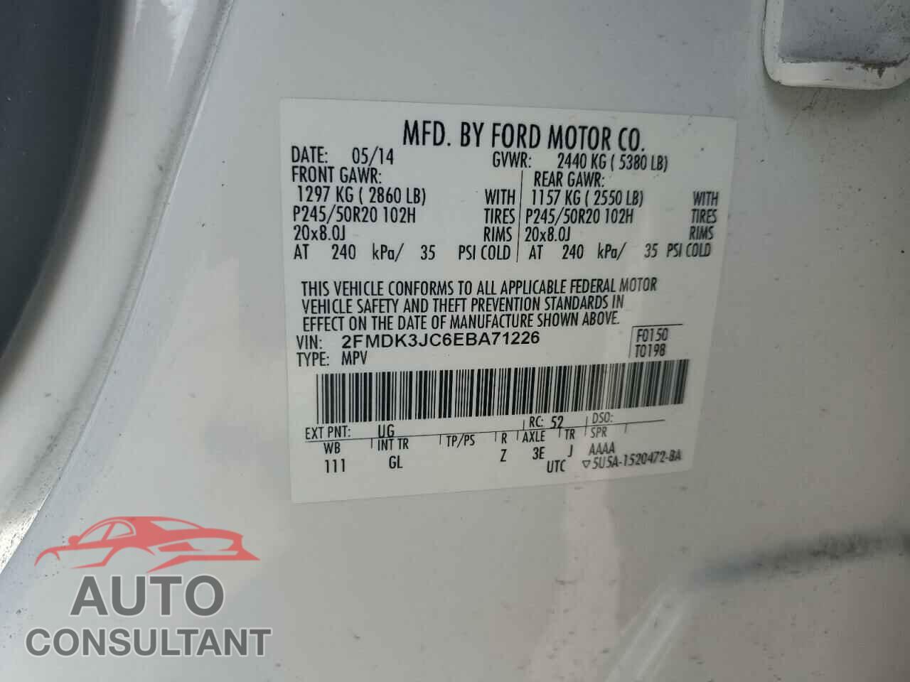 FORD EDGE 2014 - 2FMDK3JC6EBA71226