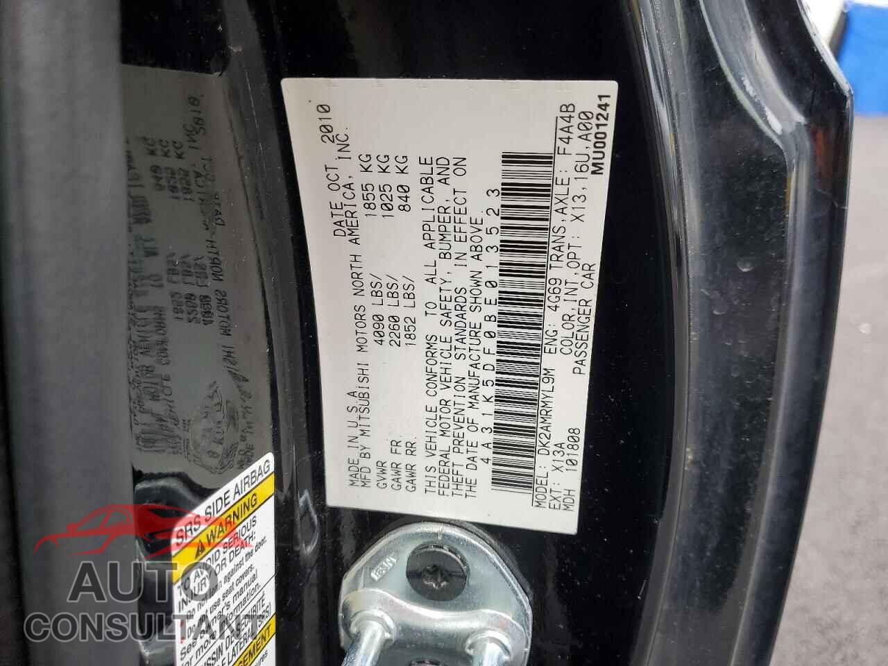 MITSUBISHI ECLIPSE 2011 - 4A31K5DF0BE013523