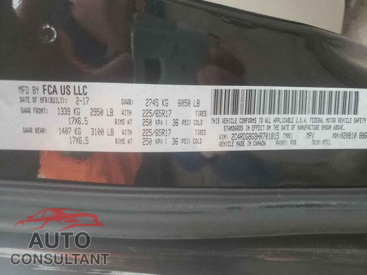 DODGE CARAVAN 2017 - 2C4RDGBG9HR701815