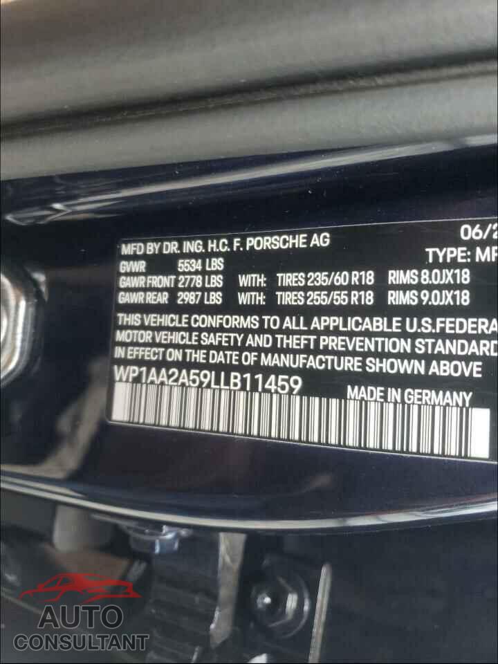 PORSCHE MACAN 2020 - WP1AA2A59LLB11459