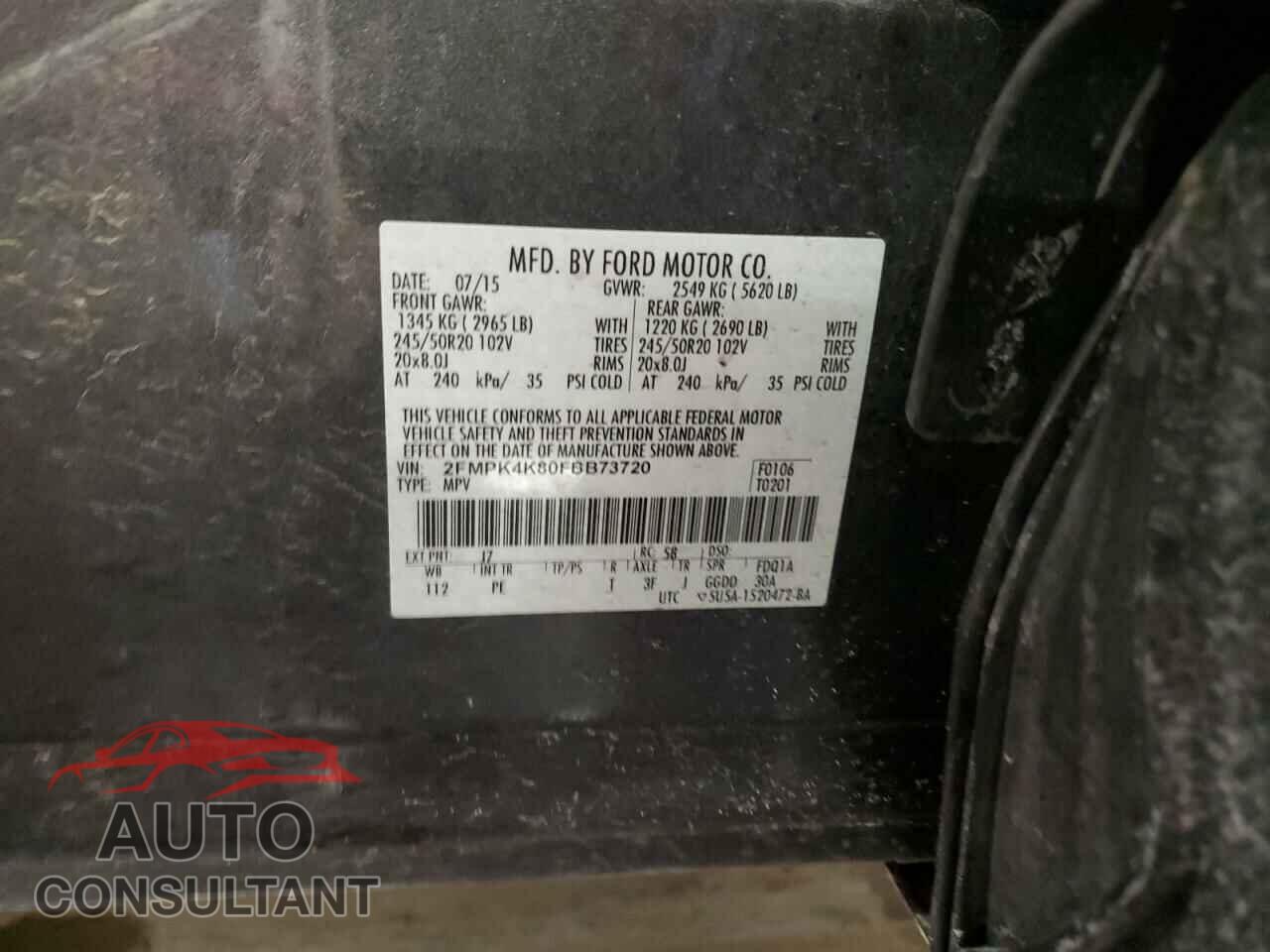 FORD EDGE 2015 - 2FMPK4K80FBB73720