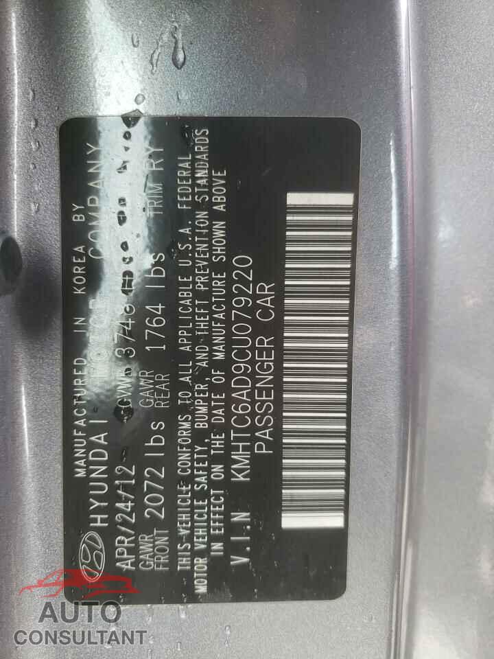 HYUNDAI VELOSTER 2012 - KMHTC6AD9CU079220