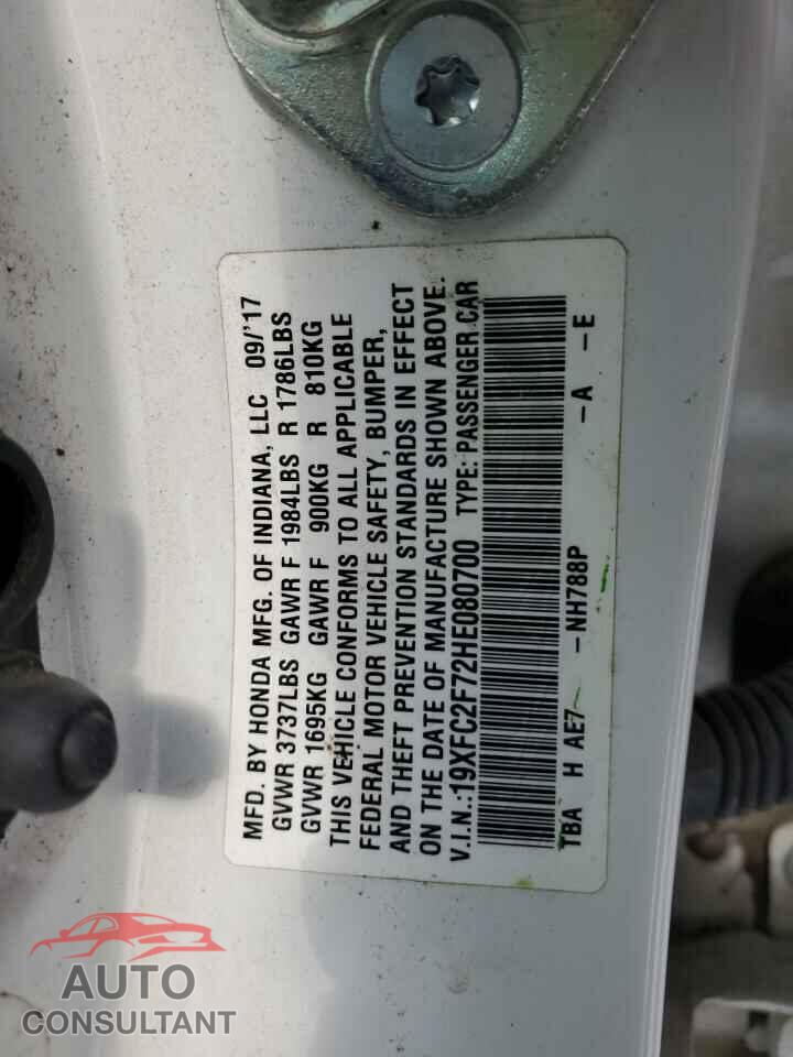 HONDA CIVIC 2017 - 19XFC2F72HE080700