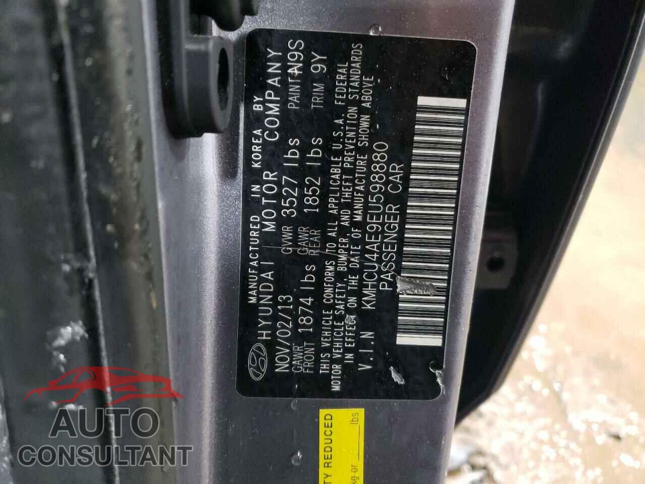 HYUNDAI ACCENT 2014 - KMHCU4AE9EU598880