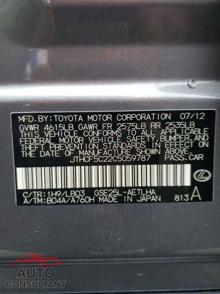 LEXUS IS 2012 - JTHCF5C22C5059787
