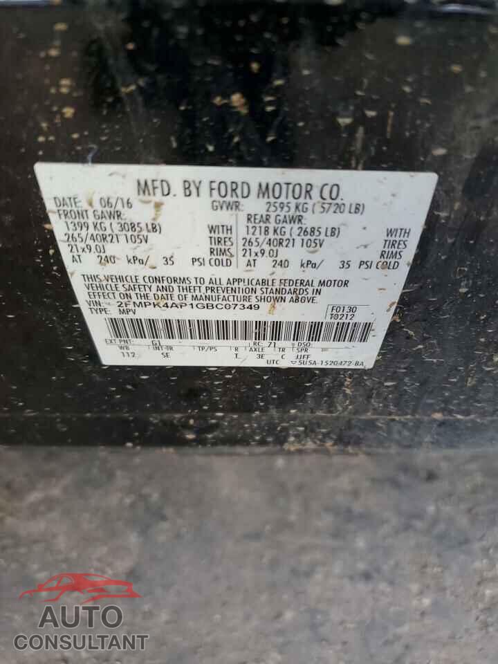 FORD EDGE 2016 - 2FMPK4AP1GBC07349