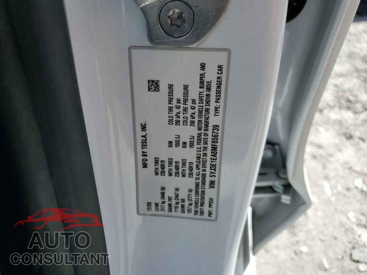 TESLA MODEL 3 2021 - 5YJ3E1EA8MF856739