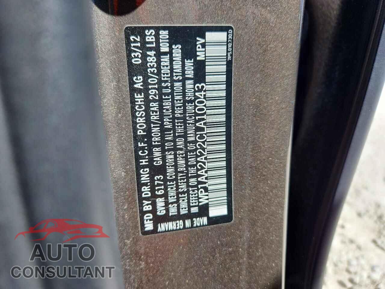PORSCHE CAYENNE 2012 - WP1AA2A22CLA10043