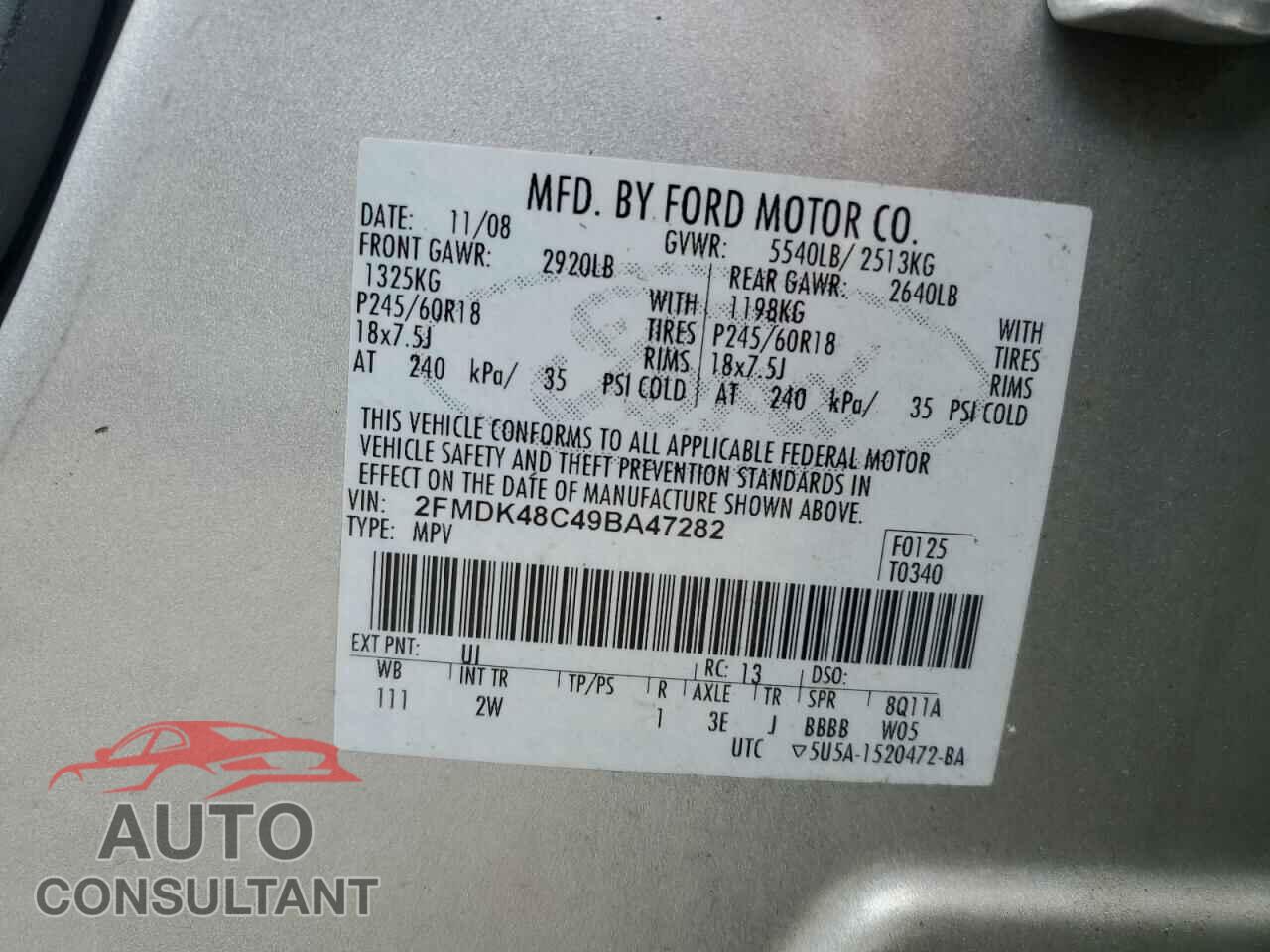 FORD EDGE 2009 - 2FMDK48C49BA47282