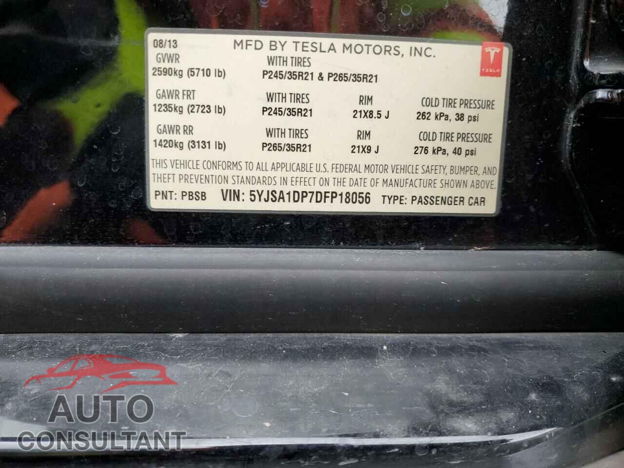 TESLA MODEL S 2013 - 5YJSA1DP7DFP18056