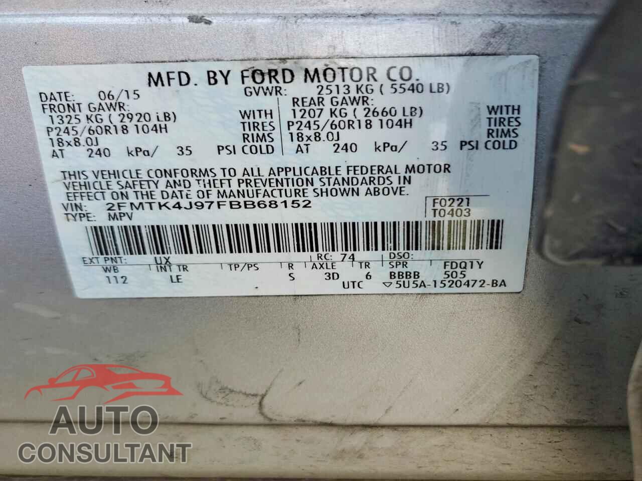 FORD EDGE 2015 - 2FMTK4J97FBB68152