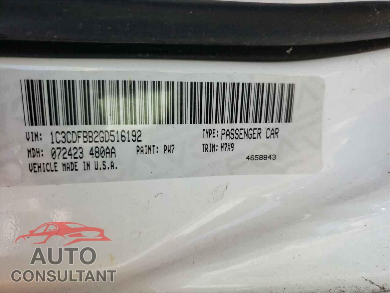DODGE DART 2016 - 1C3CDFBB2GD516192