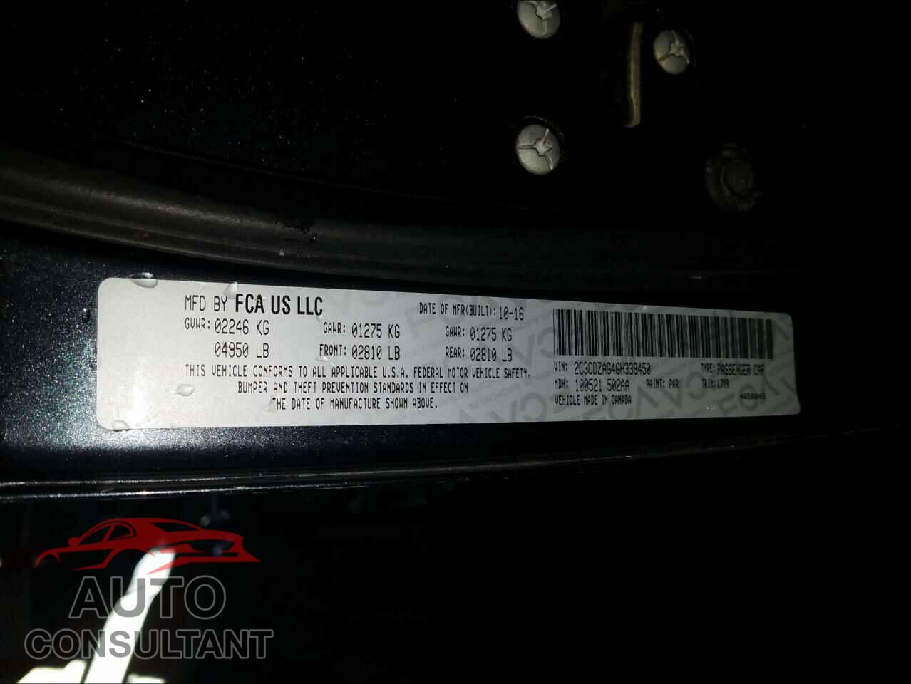 DODGE CHALLENGER 2016 - 2C3CDZAG4GH338450