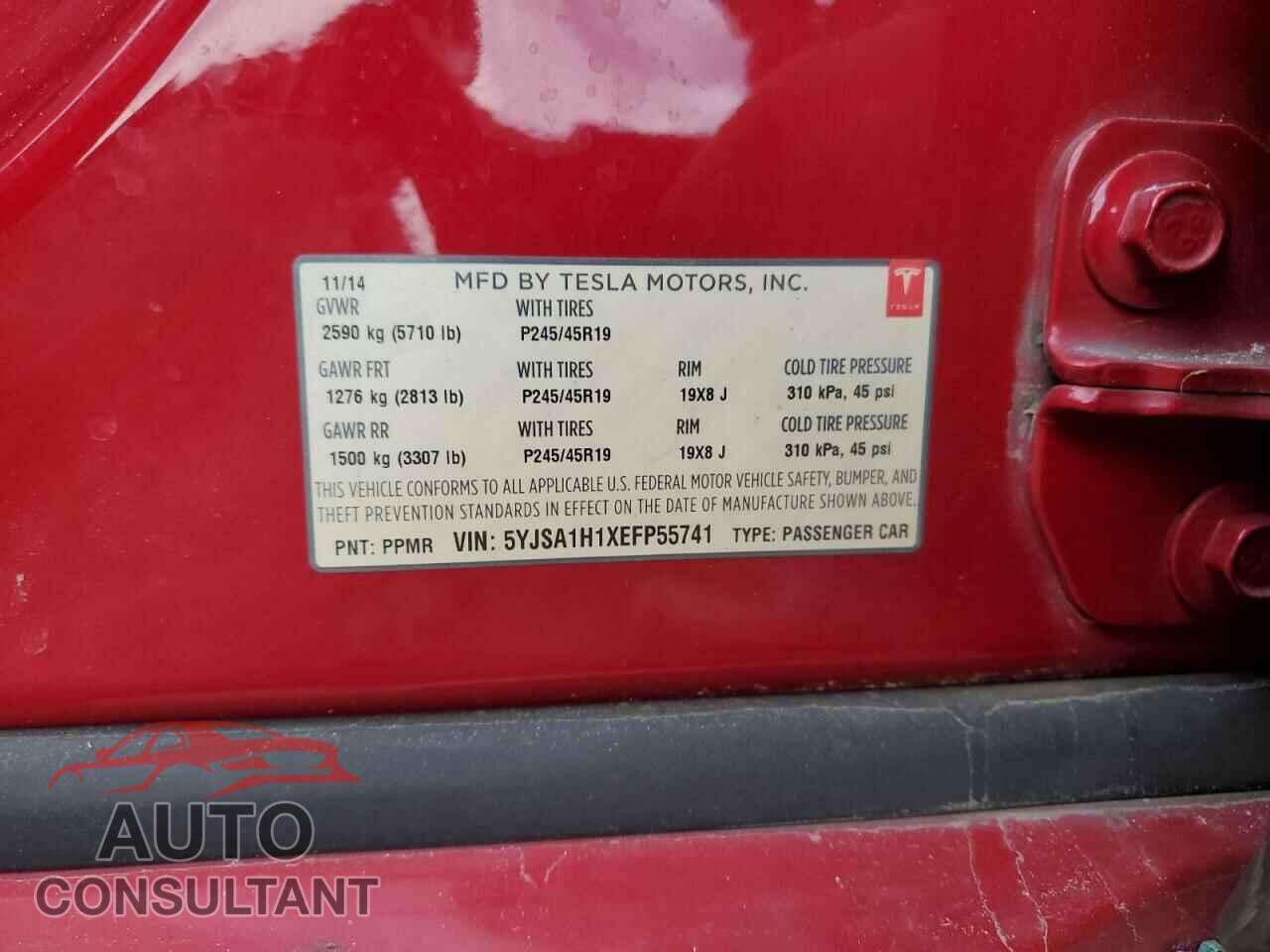 TESLA MODEL S 2014 - 5YJSA1H1XEFP55741