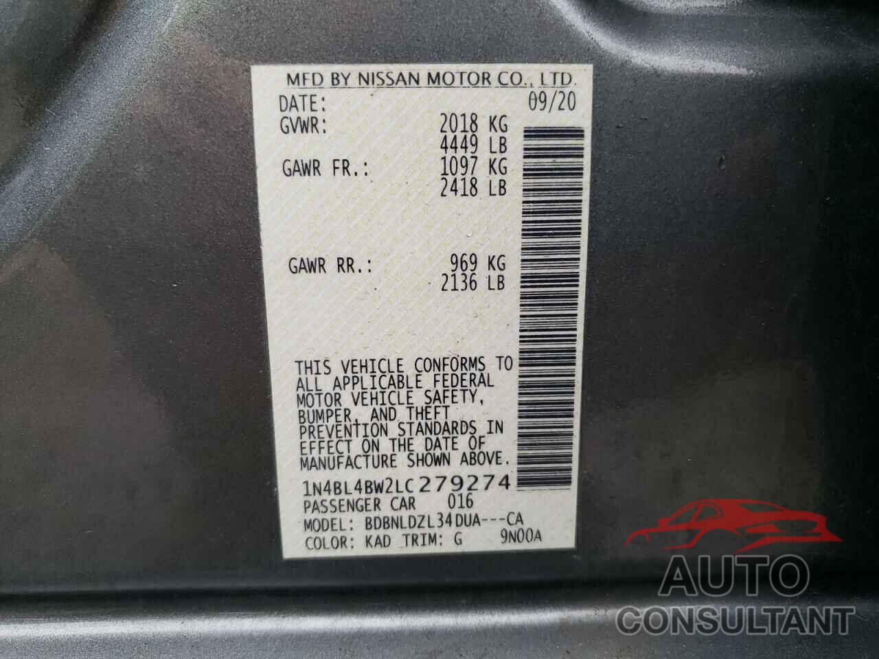 NISSAN ALTIMA 2020 - 1N4BL4BW2LC279274