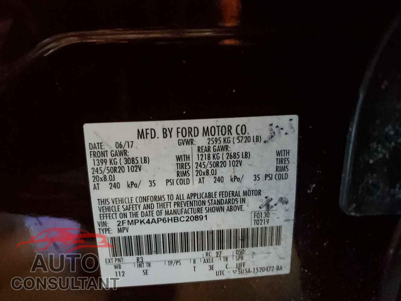FORD EDGE 2017 - 2FMPK4AP6HBC20891