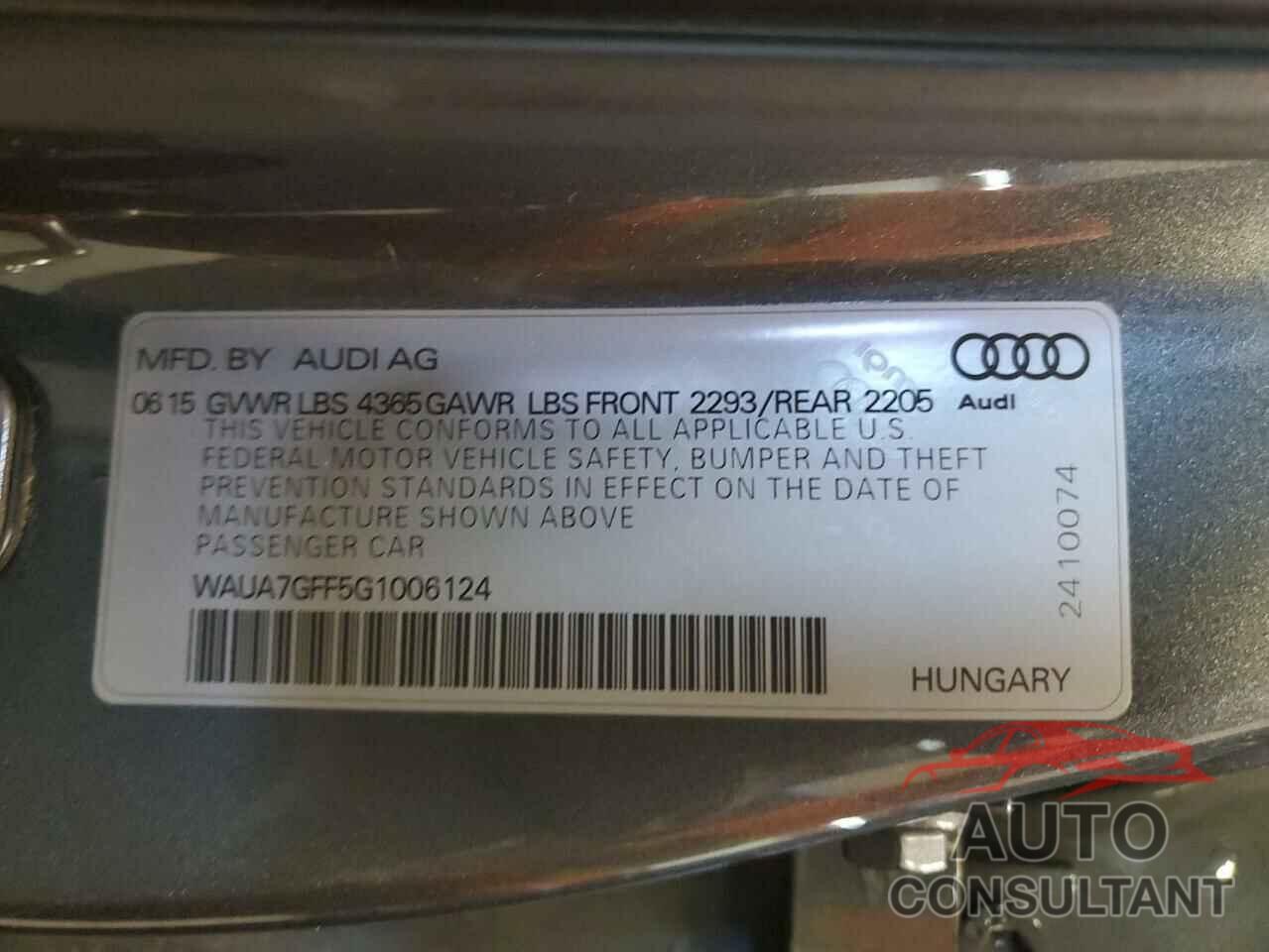 AUDI A3 2016 - WAUA7GFF5G1006124