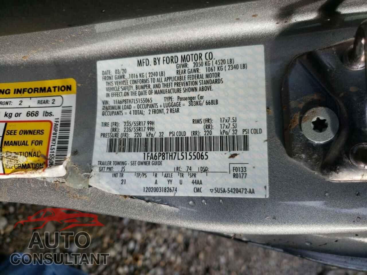FORD MUSTANG 2020 - 1FA6P8TH7L5155065
