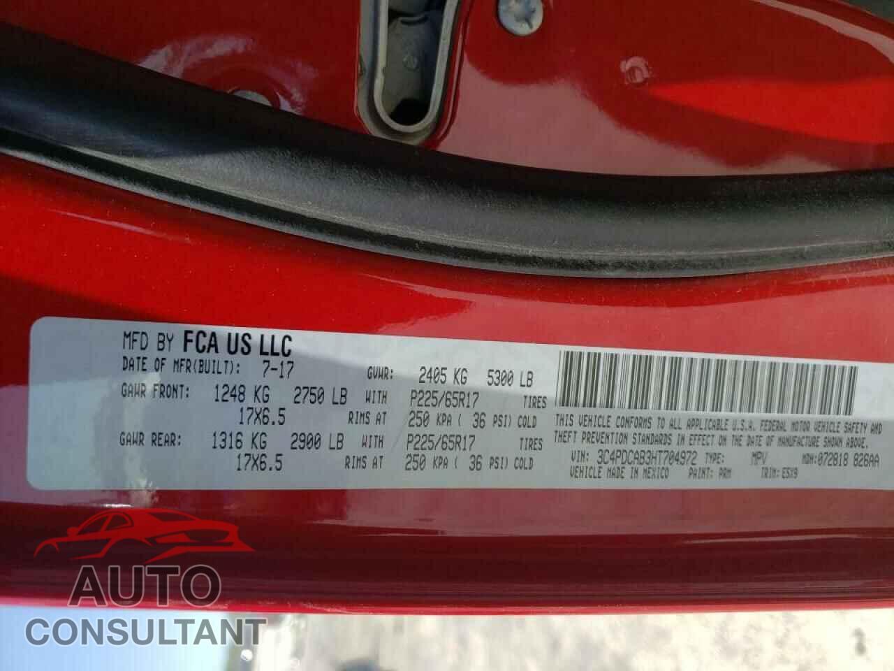DODGE JOURNEY 2017 - 3C4PDCAB3HT704972