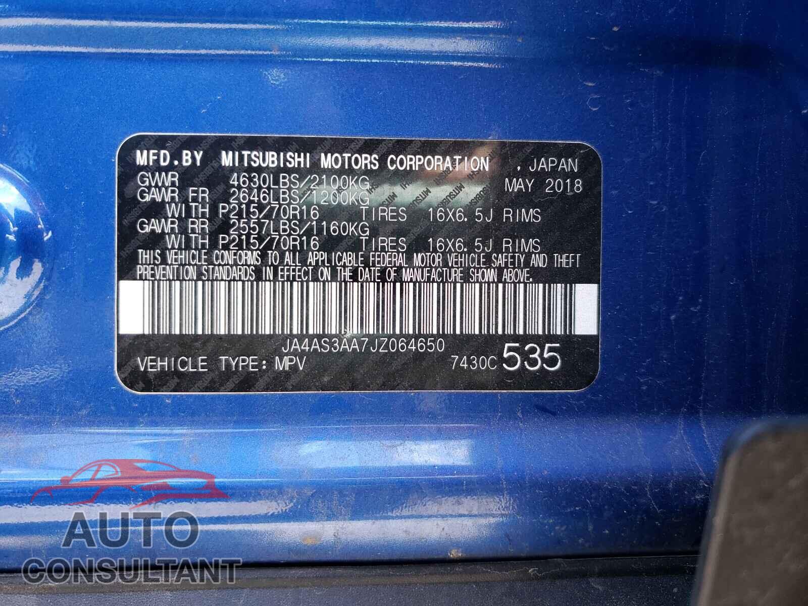 MITSUBISHI ECLIPSE 2018 - JA4AS3AA7JZ064650
