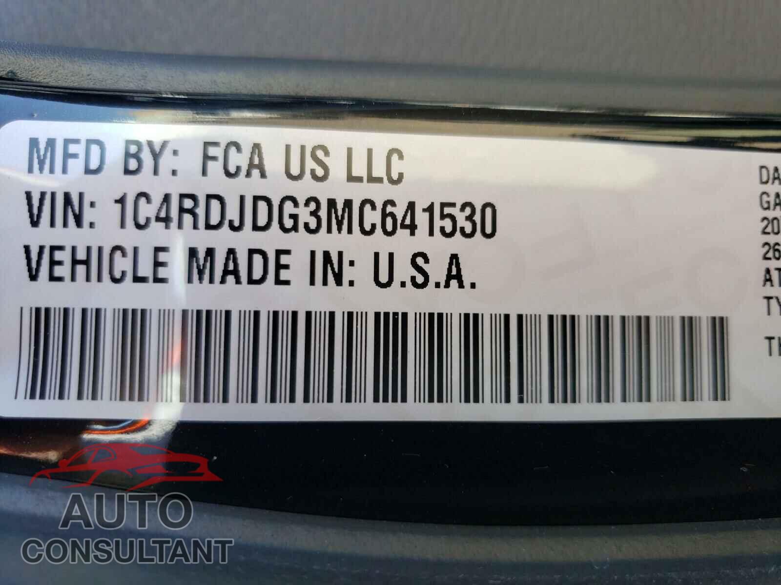 DODGE DURANGO 2021 - 1C4RDJDG3MC641530