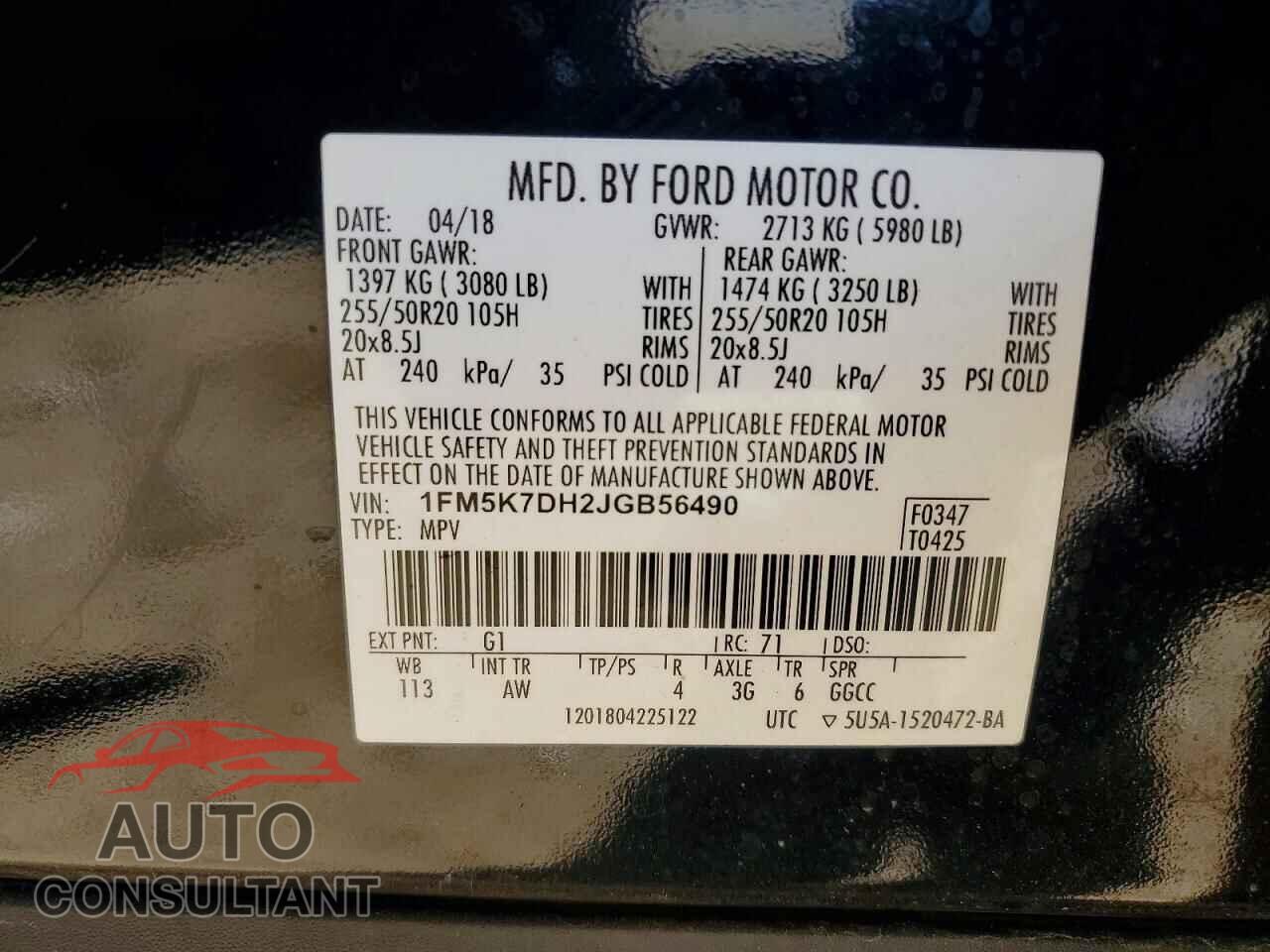FORD EXPLORER 2018 - 1FM5K7DH2JGB56490