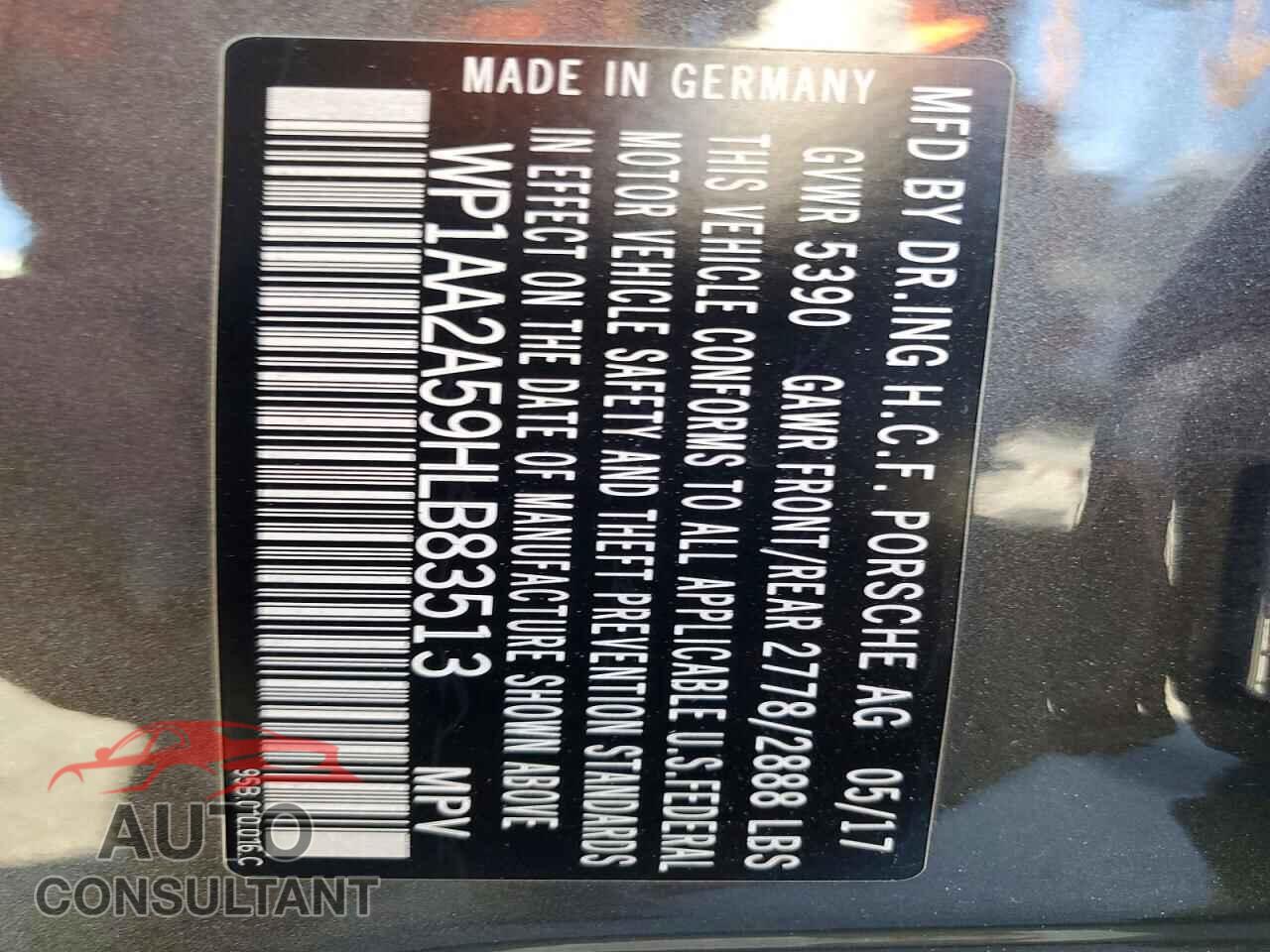 PORSCHE MACAN 2017 - WP1AA2A59HLB83513