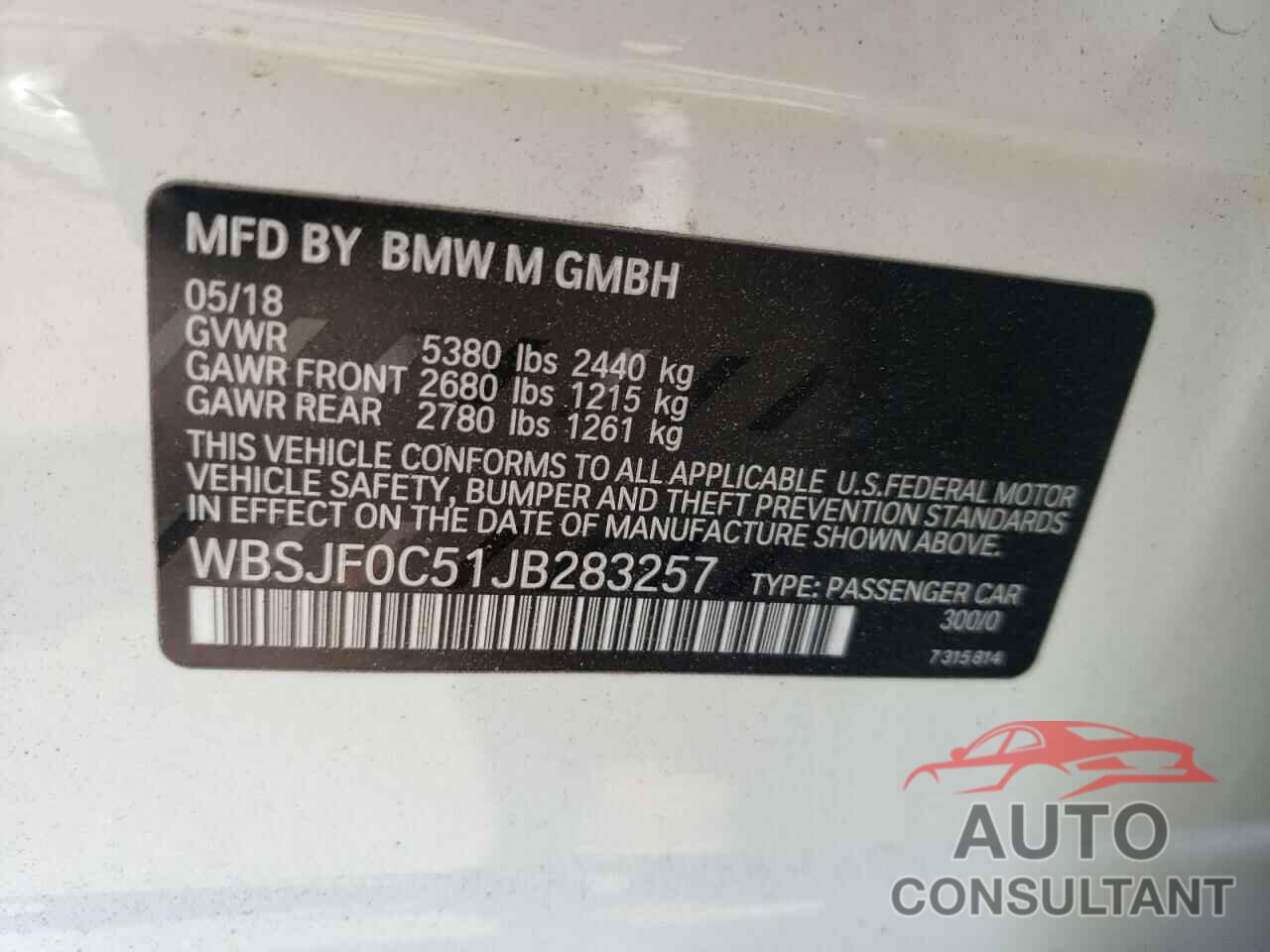 BMW M5 2018 - WBSJF0C51JB283257