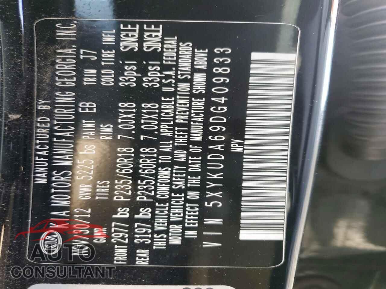 KIA SORENTO 2013 - 5XYKUDA69DG409833
