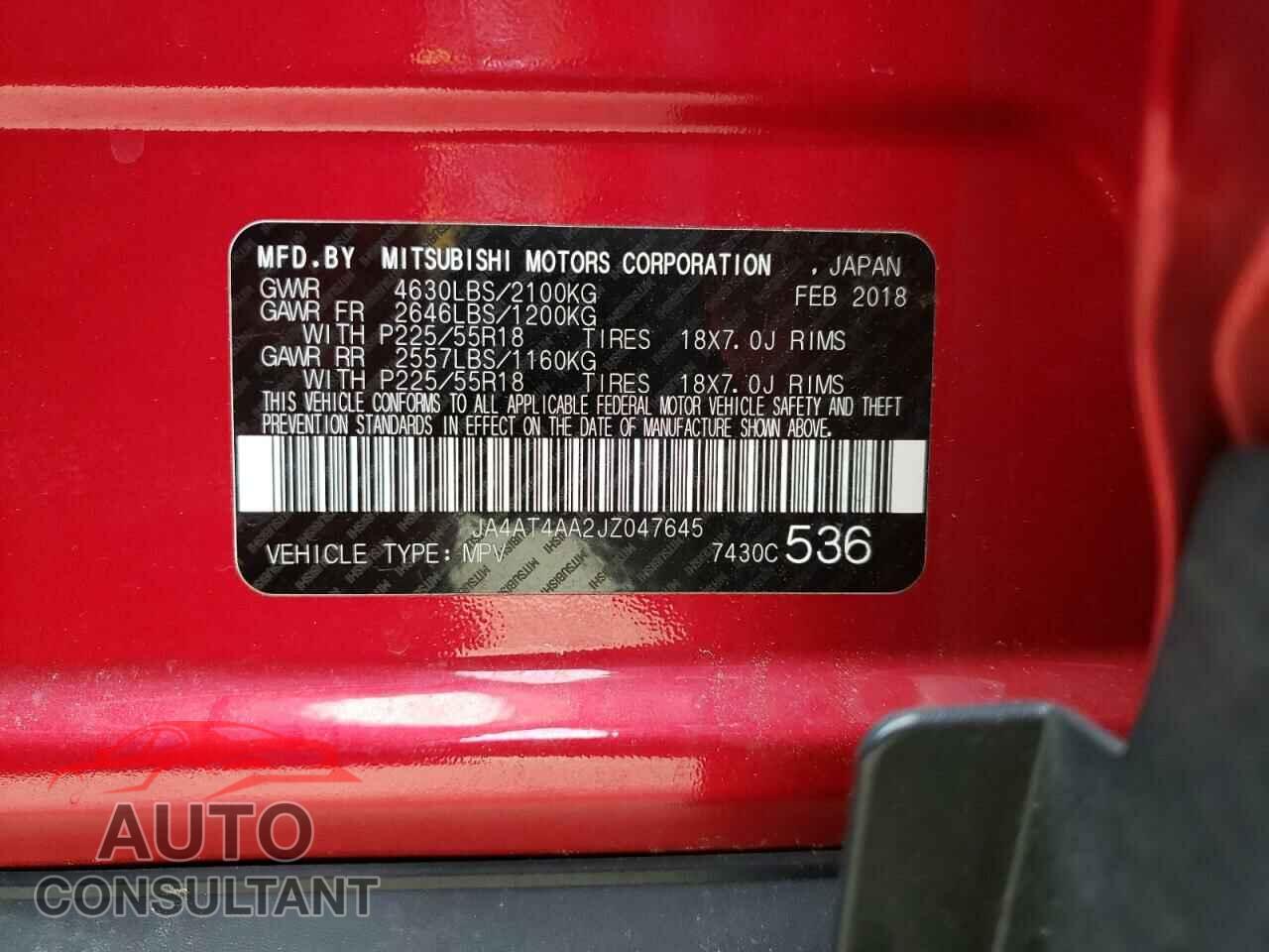 MITSUBISHI ECLIPSE 2018 - JA4AT4AA2JZ047645