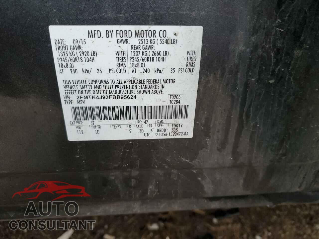 FORD EDGE 2015 - 2FMTK4J93FBB95624