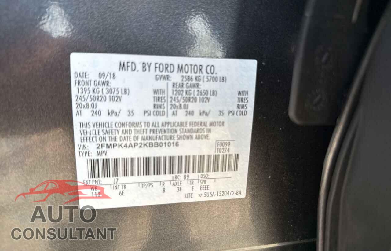 FORD EDGE 2019 - 2FMPK4AP2KBB01016