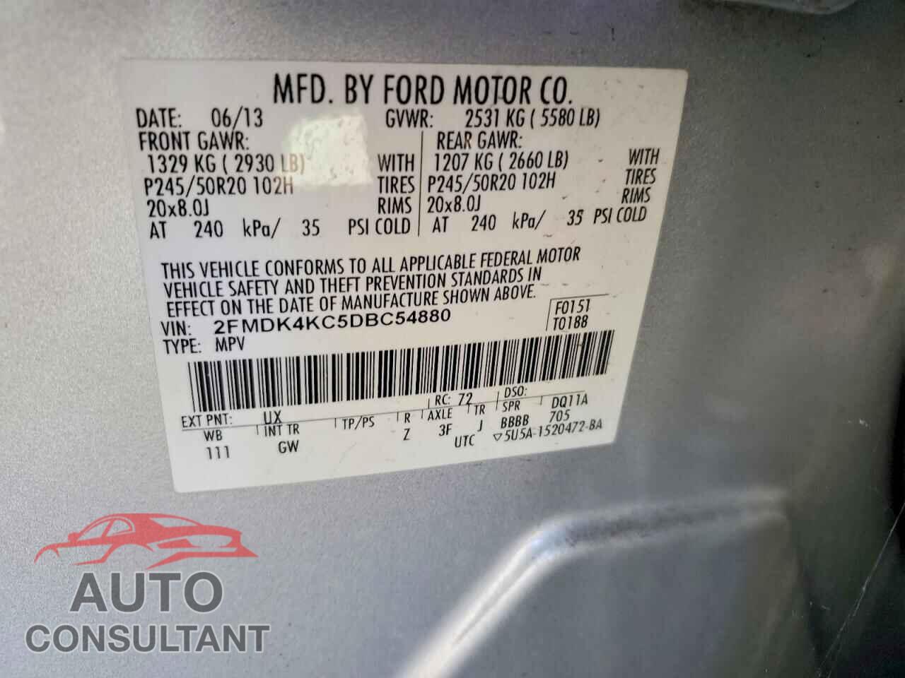 FORD EDGE 2013 - 2FMDK4KC5DBC54880