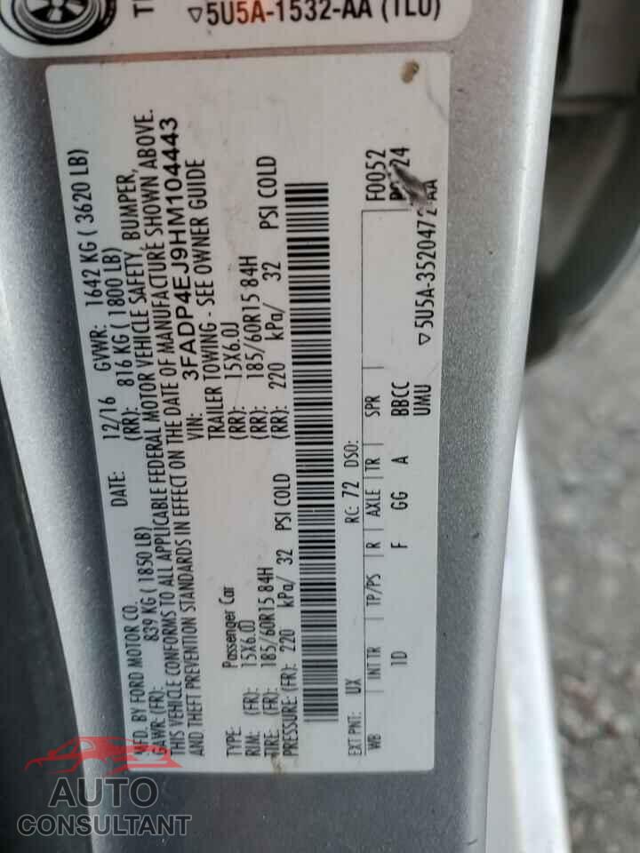FORD FIESTA 2017 - 3FADP4EJ9HM104443