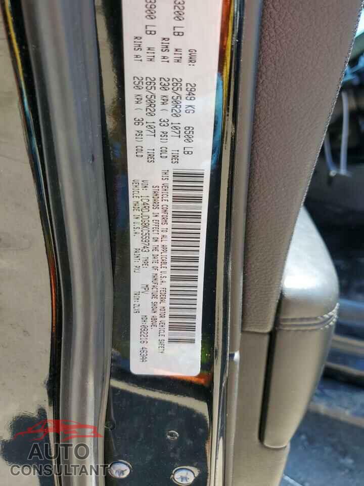 DODGE DURANGO 2019 - 1C4RDJDG8KC559743
