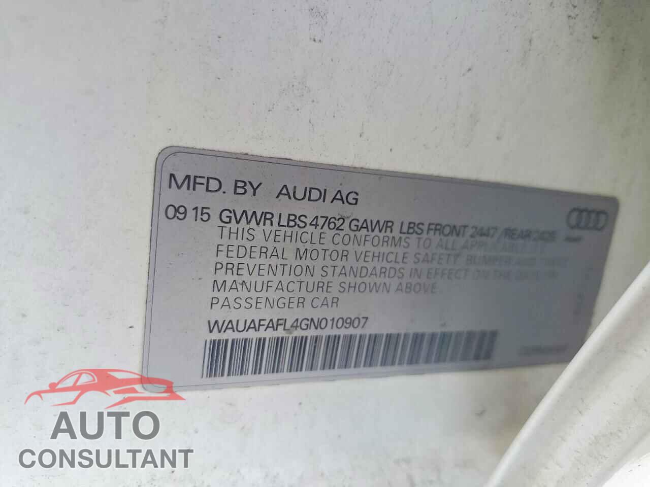 AUDI A4 2016 - WAUAFAFL4GN010907