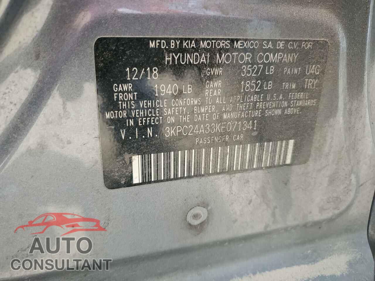 HYUNDAI ACCENT 2019 - 3KPC24A33KE071341