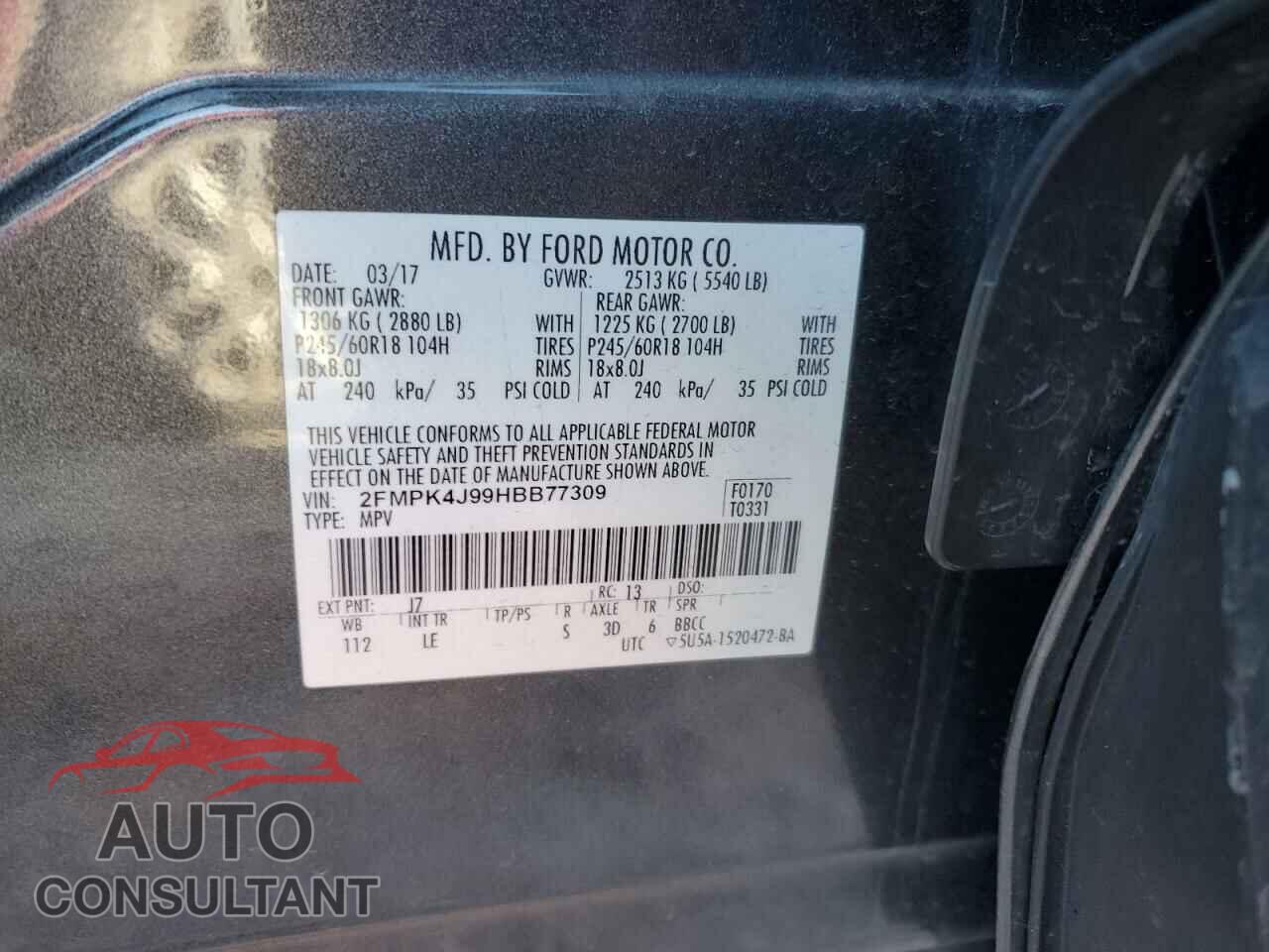 FORD EDGE 2017 - 2FMPK4J99HBB77309