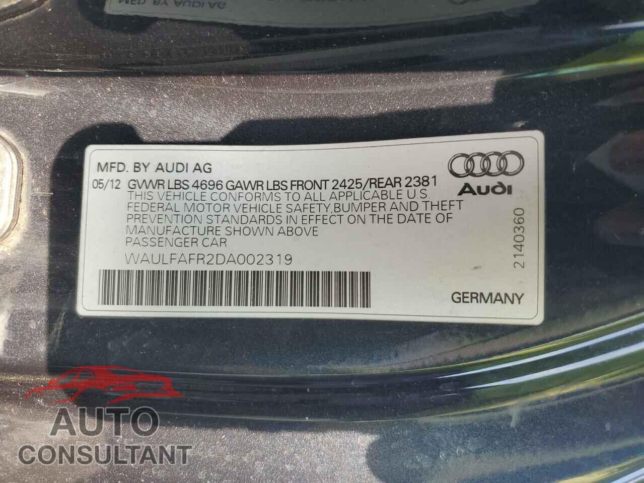 AUDI A5 2013 - WAULFAFR2DA002319
