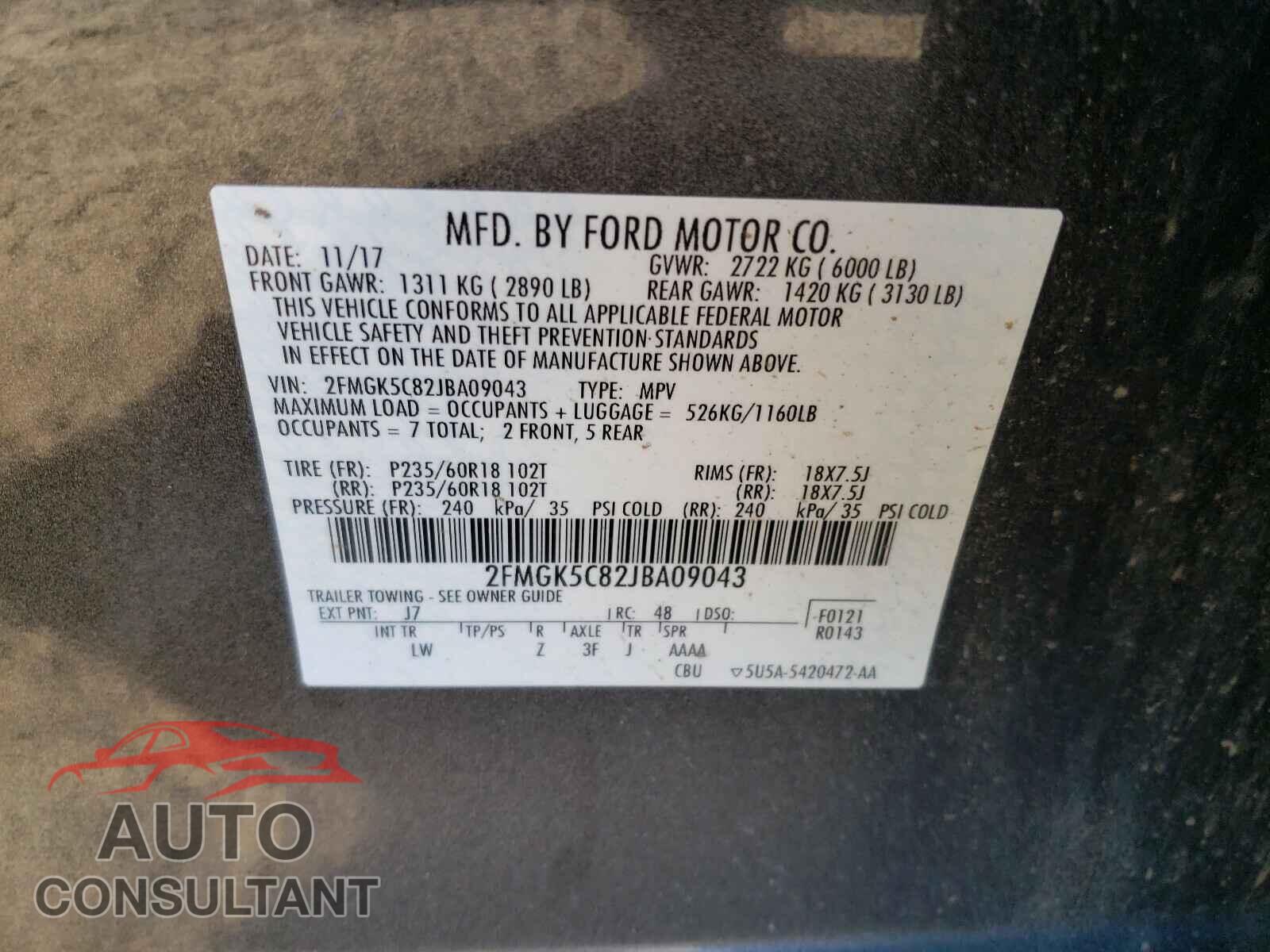 FORD FLEX 2018 - 2FMGK5C82JBA09043