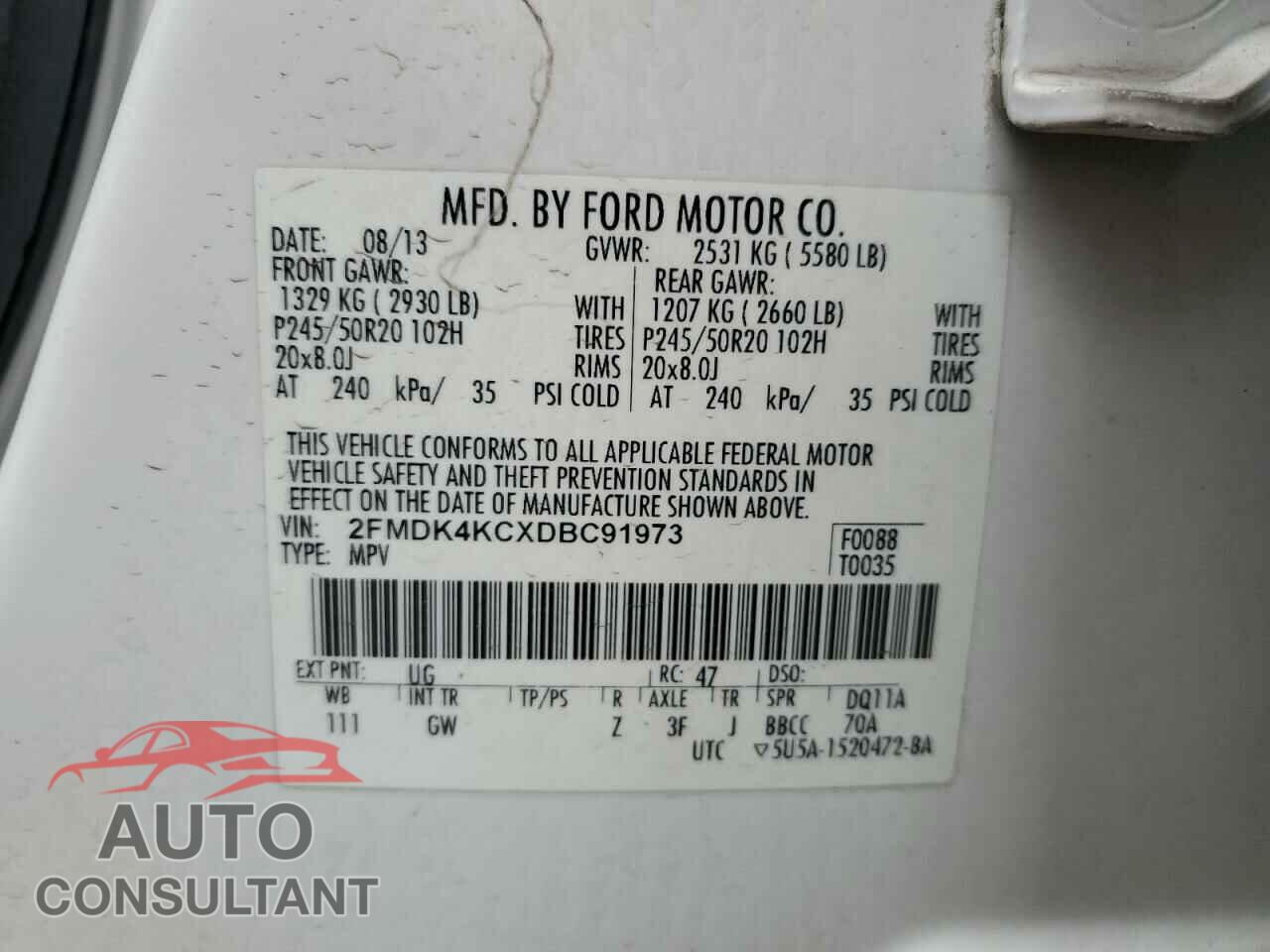 FORD EDGE 2013 - 2FMDK4KCXDBC91973