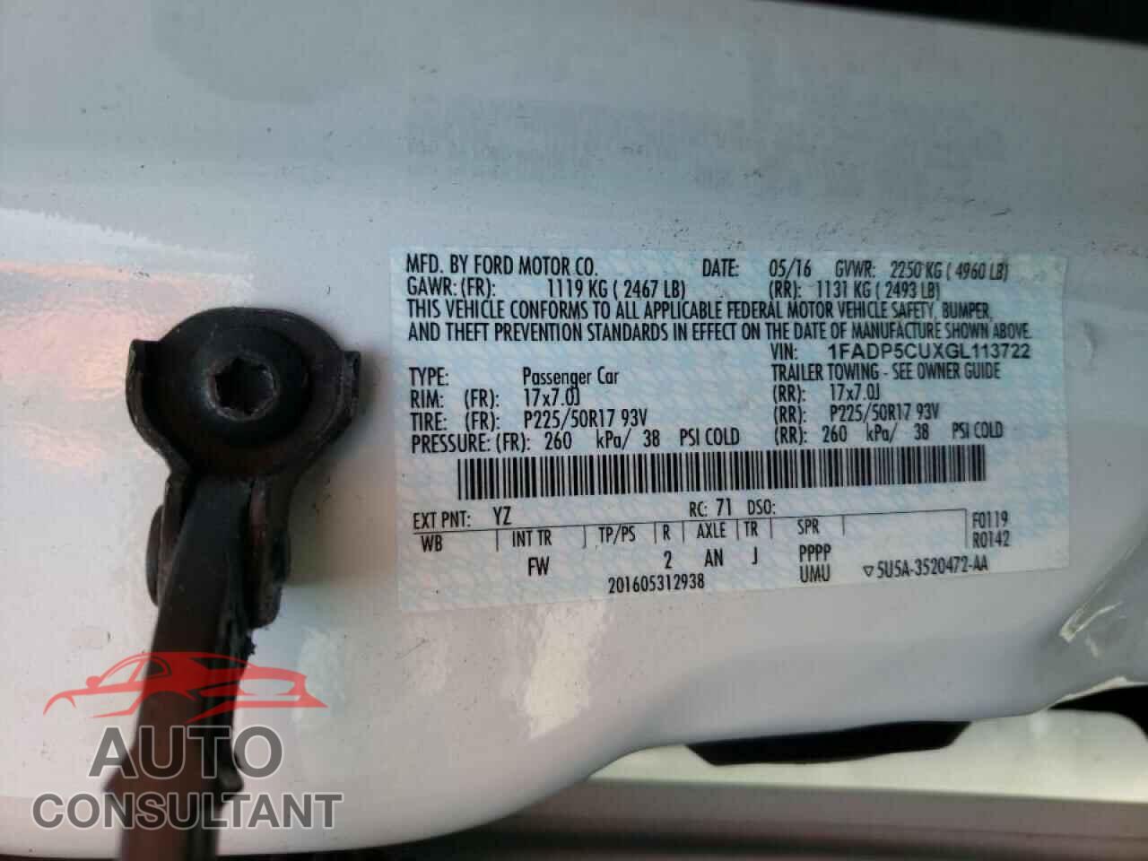 FORD CMAX 2016 - 1FADP5CUXGL113722