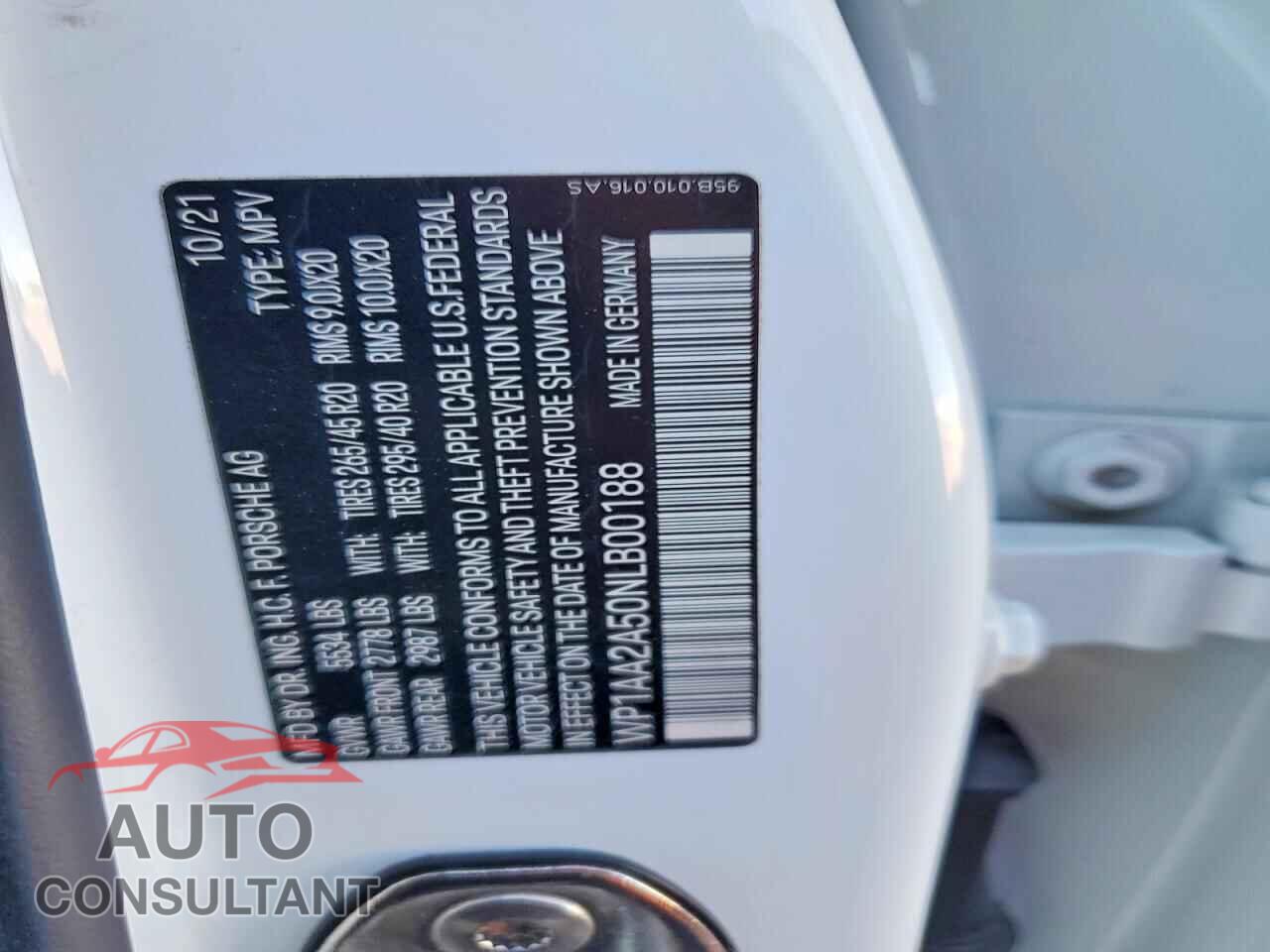 PORSCHE MACAN 2022 - WP1AA2A50NLB00188
